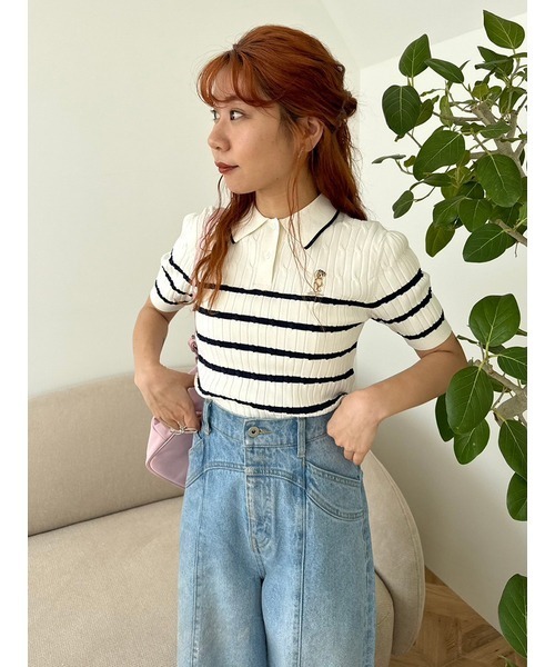 LILY BROWN（リリーブラウン） 半袖ポロシャツ ONE SIZE ホワイト