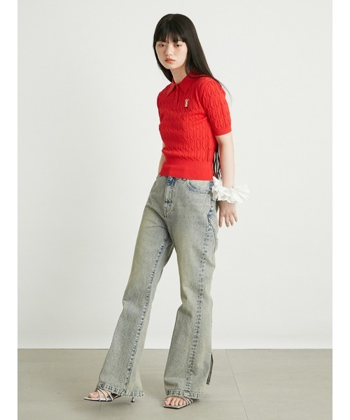 LILYBROWN 半袖ポロシャツ M ホワイト LILY BROWN（リリーブラウン） 半袖ポロシャツ ONE SIZE ホワイト