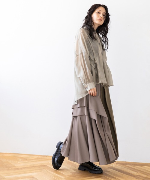 OSMOSIS スカート バイカラー切替タックスカート : ZOZOTOWN