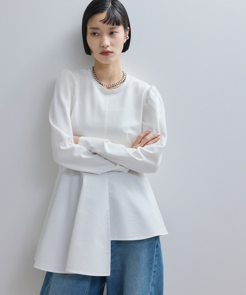 (新品)25SS アダムエロぺ　フリルぺプラムロングスリーブ　白　完売色　フリー 新品)25SS アダムエロぺ フリルぺプラムロングスリーブ 白 完売