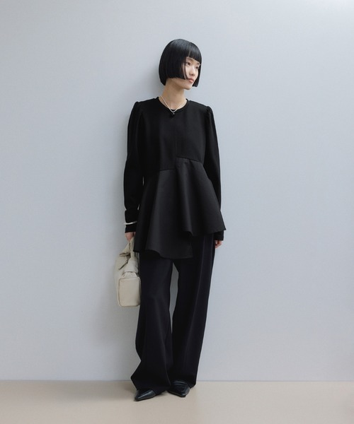 ADAM ET ROP フリルペプラムカットソーブラック フリー 新品未使用 ADAM ET ROPE' tシャツ フリルペプラムロングスリーブカットソー