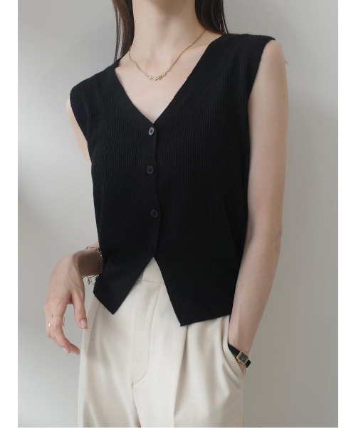 amel（エイメル） ニット セーター Vネックニットベスト / ブラック