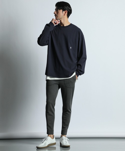 LANVIN en Bleu スラックス ポンチ素材 ジャージ ストレッチ スマート