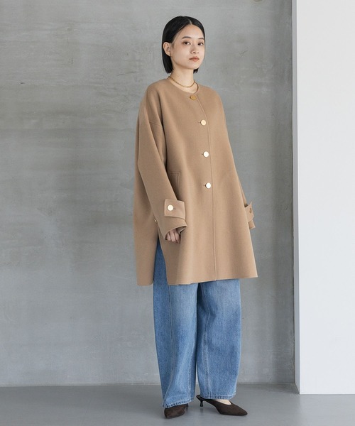 A part by（アパートバイ） ノーカラーコート コート カシープノー