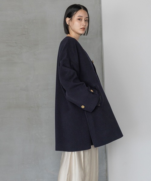 ＊お値下げ＊【美品】23区　エコファー　ノーカラーコート　38 楽天市場】【送料無料】2wayファーポケットノーカラーコート