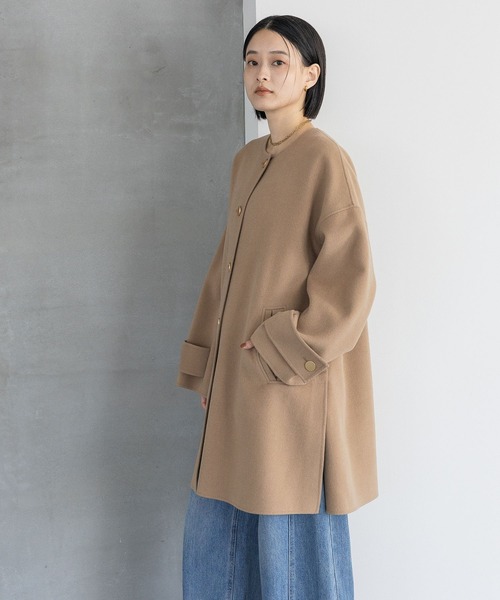 今週末まで限定価格　Drawer ノーカラー カシミヤコート ユニクロ公式 | カシミヤブレンドノーカラーコート