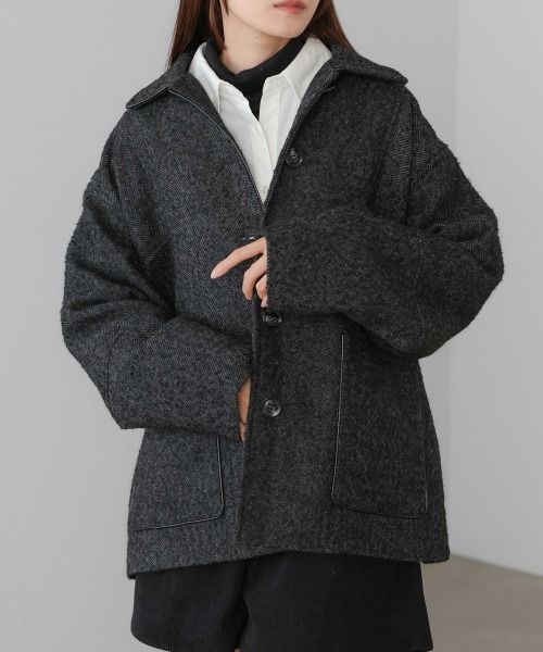 BAB（バブ） コート アウター ヘリンボーンツイードカバーオール