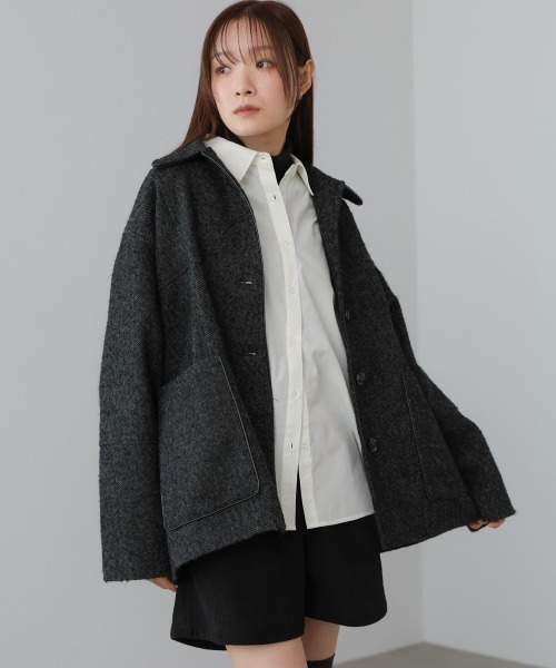 BAB（バブ） コート アウター ヘリンボーンツイードカバーオール