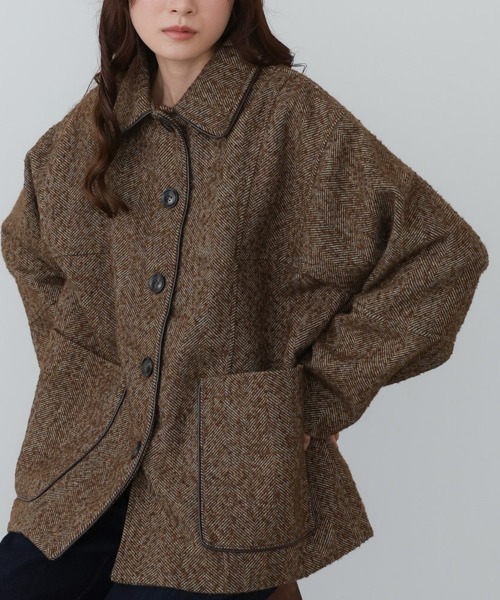 BAB（バブ） コート アウター ヘリンボーンツイードカバーオール