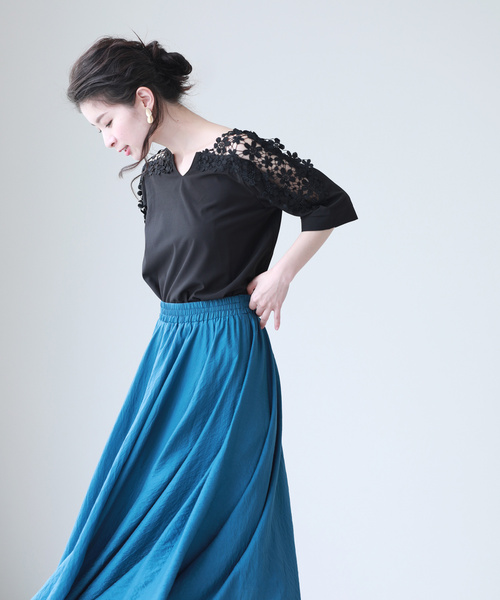 「CAWAII」 半袖ブラウス M ブラック レディース_画像6