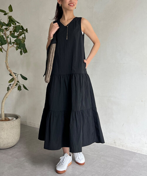 「Chez toi」 ノースリーブワンピース FREE ブラック レディース_画像2