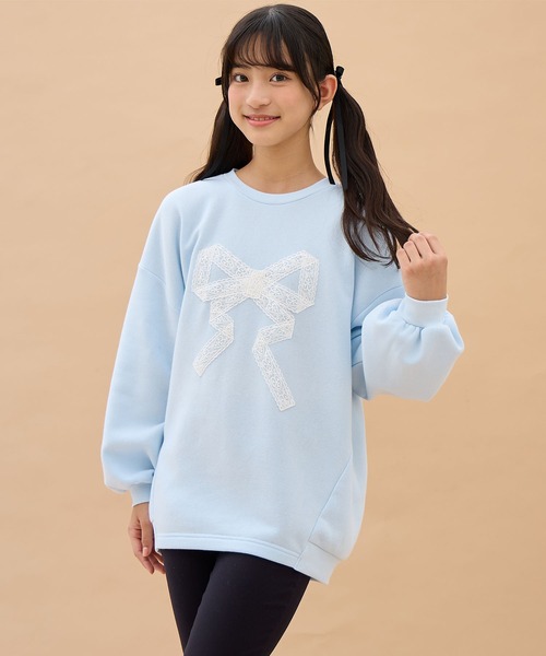 Amourire girl（アムリールガール） トレーナー レースアップリケゆる