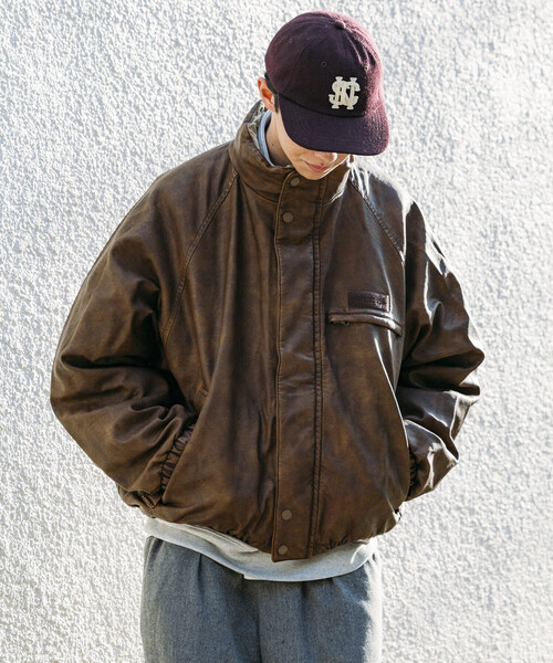 NAUTICA ジップブルゾン　レザレッド NAUTICA/フェード レザレットジップブルゾン｜Daytona Park(FREAK'S