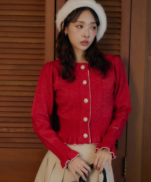 Lallana（ララーナ） カーディガン Frill Knit Cardigan / フリル