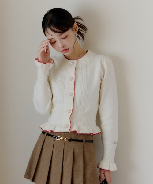 Lallana（ララーナ） カーディガン Holiday Frill Knit Cardigan
