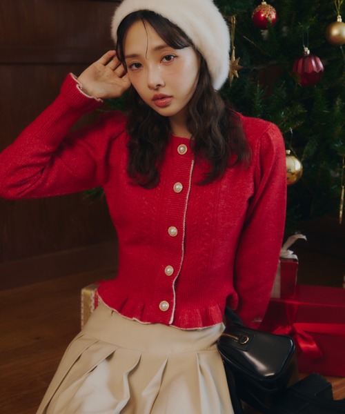 Lallana（ララーナ） カーディガン Frill Knit Cardigan / フリル