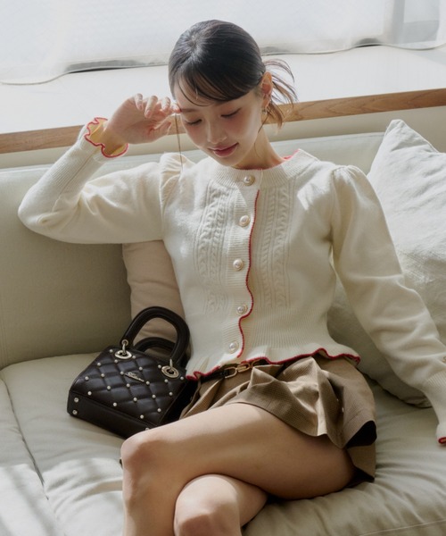 Lallana（ララーナ） カーディガン Holiday Frill Knit Cardigan