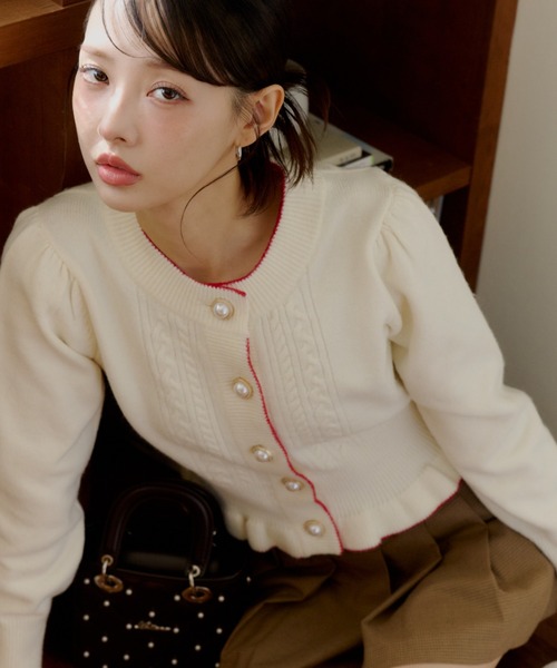 Lallana（ララーナ） カーディガン Holiday Frill Knit Cardigan