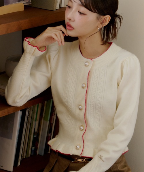 Lallana（ララーナ） カーディガン Frill Knit Cardigan / フリル
