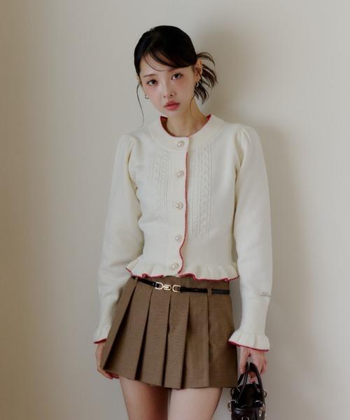 Lallana（ララーナ） カーディガン Frill Knit Cardigan / フリル