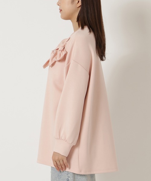 ローズティアラ46リボン付きピンクAライン長袖トップス新品タグ付き Rose Tiara（ローズティアラ） tシャツ リボンコクーンカットソー