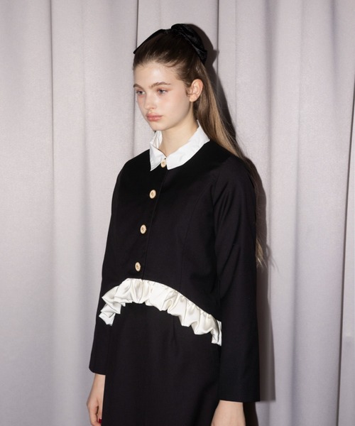 ジャケット ノーカラージャケット blooming frill jacket / フリル