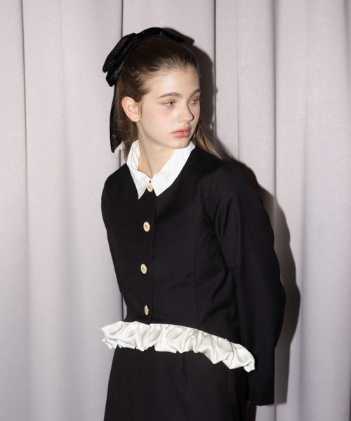 ジャケット ノーカラージャケット blooming frill jacket / フリル