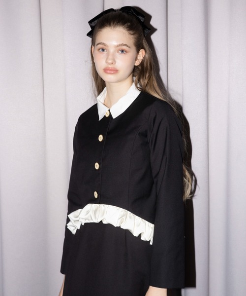 ジャケット ノーカラージャケット blooming frill jacket / フリル