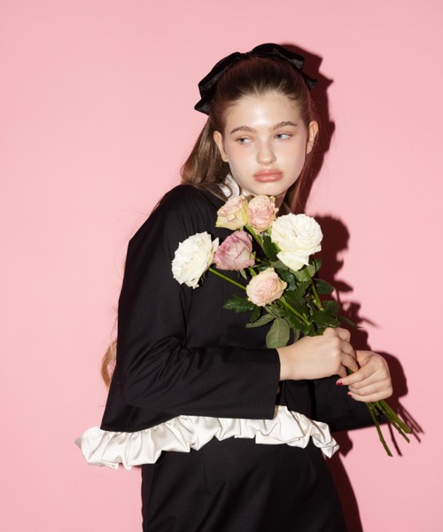 ジャケット ノーカラージャケット blooming frill jacket / フリル