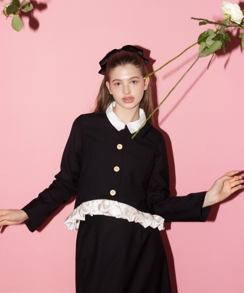 ジャケット ノーカラージャケット blooming frill jacket / フリル