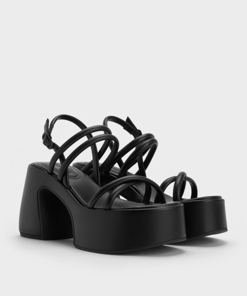 「CHARLES & KEITH」 ヒールサンダル 23cm ブラック レディース_画像2