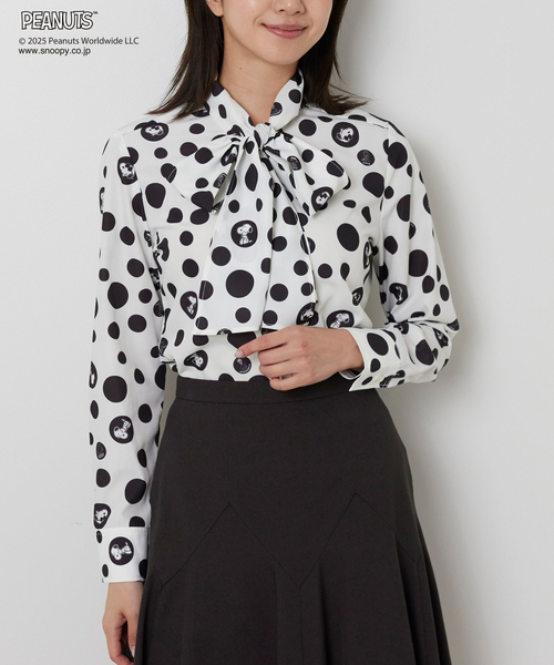 ナラカミーチェ（NARACAMICIE）/【PEANUTS】ドット柄ボウタイ長袖ブラウス NARACAMICIE（ナラカミーチェ） ブラウス シャツ 「PEANUTS」ドット柄