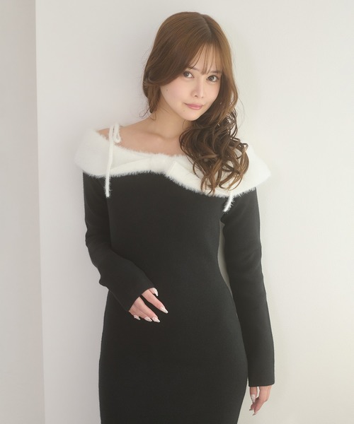 Ambre Neige（アンブルネージュ） ワンピース off shoulder ribbon