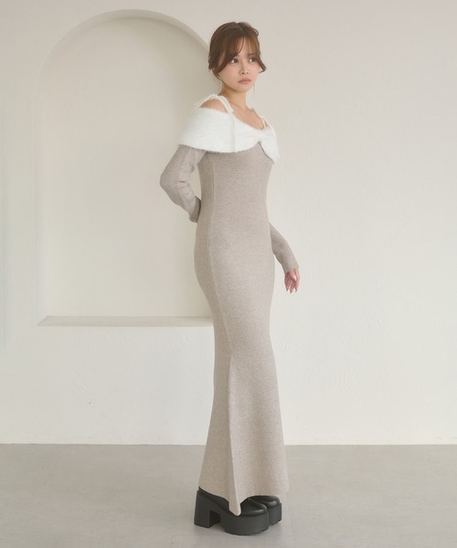 Ambre Neige（アンブルネージュ） ワンピース off shoulder ribbon