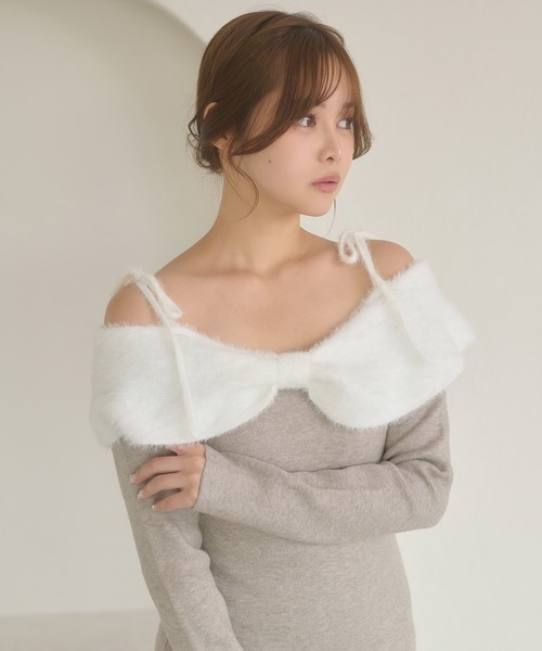 Ambre Neige（アンブルネージュ） ワンピース off shoulder ribbon