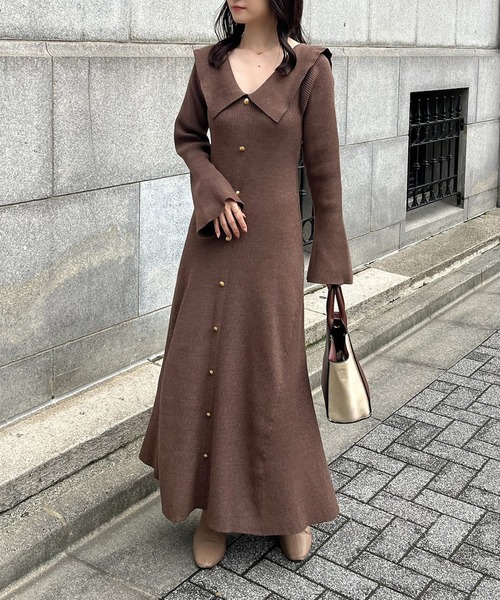 Fickle Bebe / フィクルベベ　ＦＢセーラーカラーニット　ワンピース Fickle Bebe / フィクルベベFBセーラーカラーニットワンピース