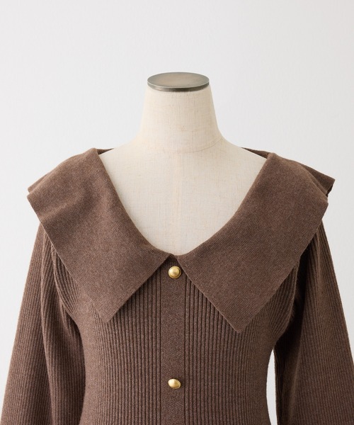 one after another NICE CLAUP ワンピース セーラーカラーニット