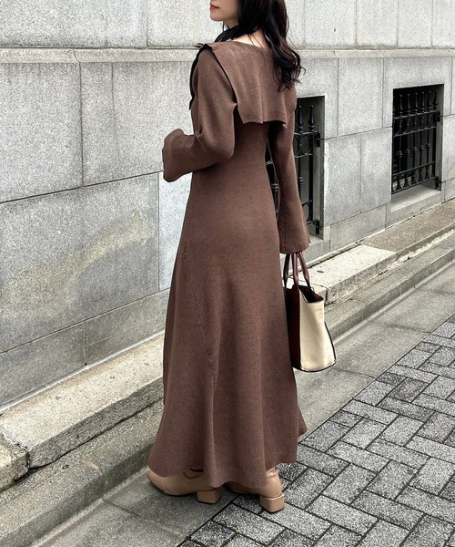 one after another NICE CLAUP ワンピース セーラーカラーニット