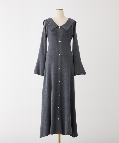 one after another NICE CLAUP ワンピース セーラーカラーニット