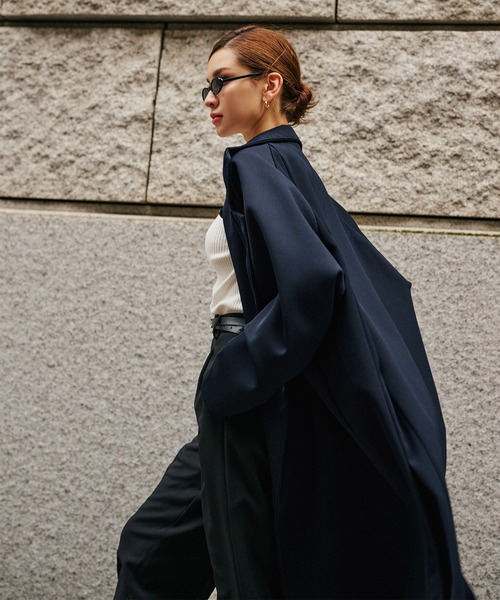 KINO THE KEI ステンカラーコート コート スタンドカラー コクーン