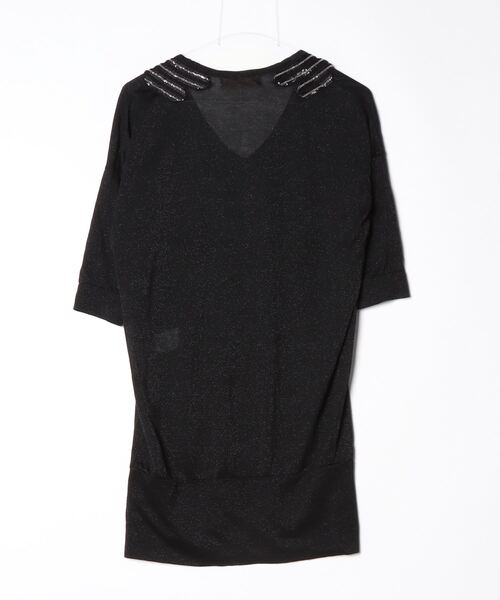 「VOUS ETES」 ビジュー7分袖ワンピース - ブラック レディース_画像2