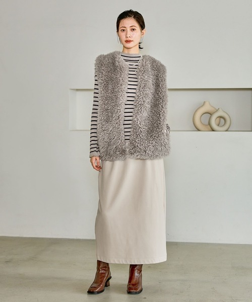 LAKOLE（ラコレ） スカート 「選べる着丈」裏起毛ジョーゼットスカート