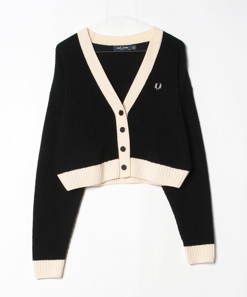 FRED PERRY ファー素材カーディガン UK 10 セール】【別注】FRED PERRY / Fluffy Crewneck Knit Cardigan [手洗い