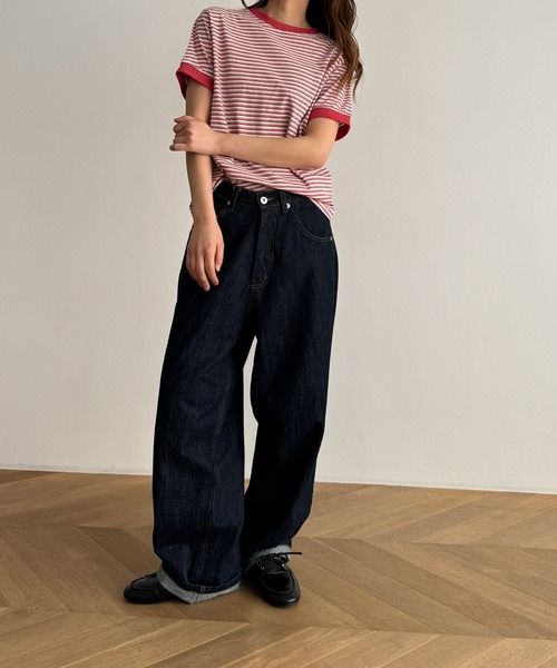 「CANAL JEAN」 「El mar」半袖Tシャツ ONE SIZE ネイビー レディース_画像4