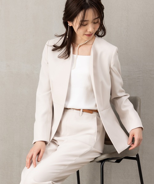 ROBEDECORA セットアップ 「洗えて動けるスーツ」ペプラムジャケット
