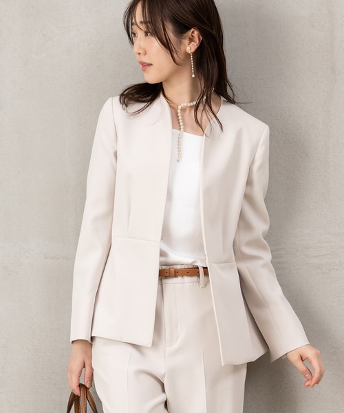 ROBEDECORA セットアップ 「洗えて動けるスーツ」ペプラムジャケット