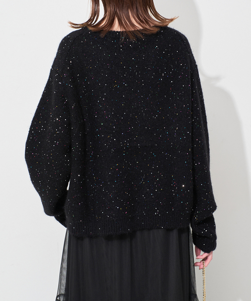 新品【SLOBE IENA】スパンコールニット ブラック SLOBE IENA（スローブイエナ） ニット セーター 「WEB限定/追加