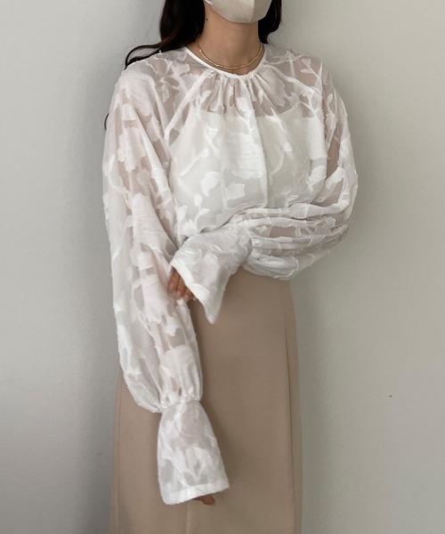 「Louere」 長袖ブラウス MEDIUM ライトブルー レディース_画像9