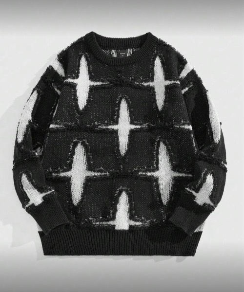 MONOCHROME セーター ニット クロスパターンディストレスト MONOCHROME セーター ニット クロスパターンディストレスト