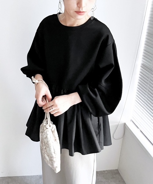 「reca」 長袖カットソー FREE ブラック レディース_画像3